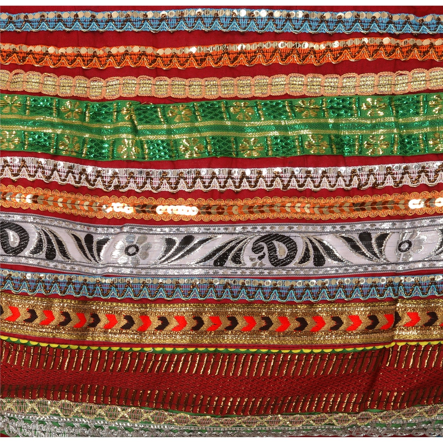 Sanskriti Maroon Cotton Embroidered Gopi Skirt | Long Party Wear Lehenga with Lace Work